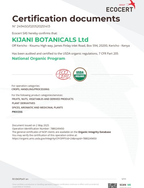 Kijani Botanicals Limited_Organic Certificate NOP_page-0001